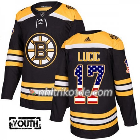 Boston Bruins Trikot Milan Lucic 17 Adidas 2017-2018 Schwarz USA Flag Fashion Authentic - Kinder